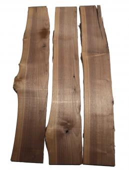 3x Nussbaumholz Walnussholz Brett 103x14-21cm x 23mm 