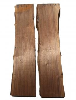 2x Nussbaumholz Walnussholz Bohle 88x18-24cm x 58-60mm 