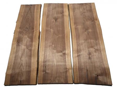 3x Nussbaumholz Walnussholz Bohle 91x27-34cm x 22-23mm 
