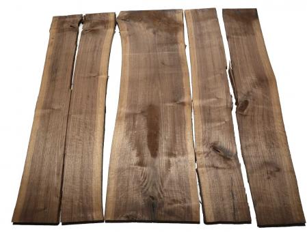 5x Nussbaumholz Walnussholz Brett 102x14-35cm x 22-23mm 