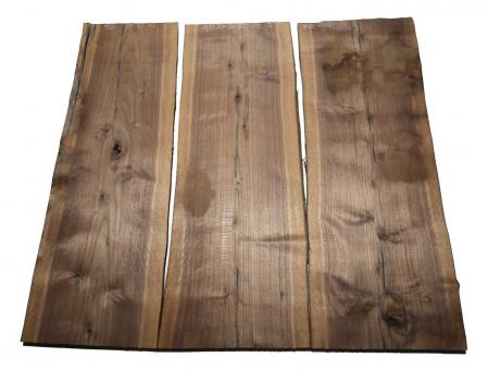 3x Nussbaumholz Walnussholz Bohle 90x27-34cm x 23mm 