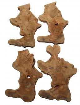 4x Oliven Wurzelholz Maserholz Epoxid Holz 43-47x30cm x 25mm 