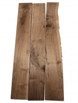 3x Nussbaumholz Walnussholz Brett 92x12-14cm x 24mm V9 