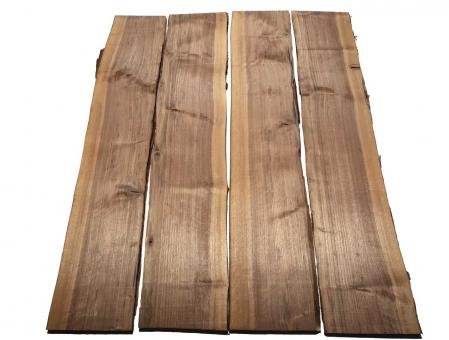 4x Nussbaumholz Walnussholz Bohle 120x23-25cm x 23mm 