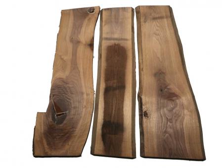 3x Nussbaumholz Walnussholz 105x24-34cm x 23-24mm 