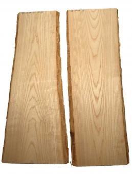 2x Eschenholz Brett Esche Holz Bohle 97x30-37cm x 22mm 