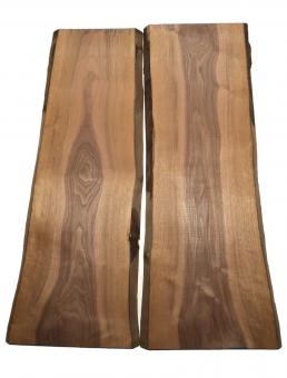 2x Nussbaumholz Walnussholz Bohle 105x33-39cm x 22-24mm 