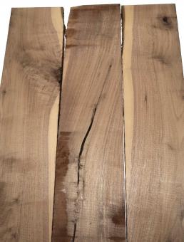 3x Nussbaumholz Walnussholz Brett 93x13-15cm x 24mm T4 