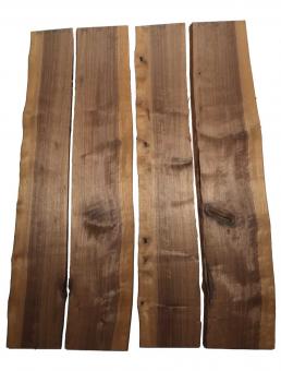 4x Nussbaumholz Walnussholz Brett 94x14-18cm x 22-23mm 