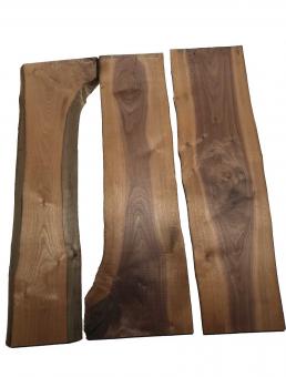 3x Nussbaumholz Walnussholz Bretter 91x20-29cm x 23mm 