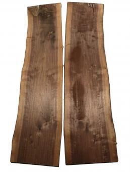 2x Nussbaumholz Walnussholz Brett 128x29-33cm x 21-23mm 