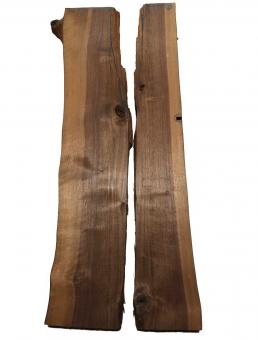 2x Nussbaumholz Walnussholz Nussholz 83x9-17cm x 39-44mm 