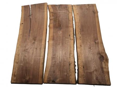 3x Nussbaum Holz Walnussholz rustikal 102x32-36cm x 22mm 
