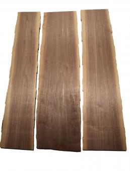 3x Nussbaumholz Walnussholz Brett Nussholz 108x20-31cm x 29mm 