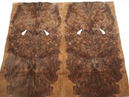 Nussbaum Wurzelholz Furnier Intarsien 65x19-20cm 4 Blätter 