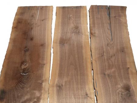 3x Nussbaum Holz Walnuss 102x19-24cm x 18mm #V6 