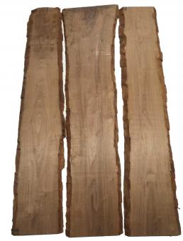 3x Nussbaum Holz Walnuss 104x15-30cm x 18mm #R6 
