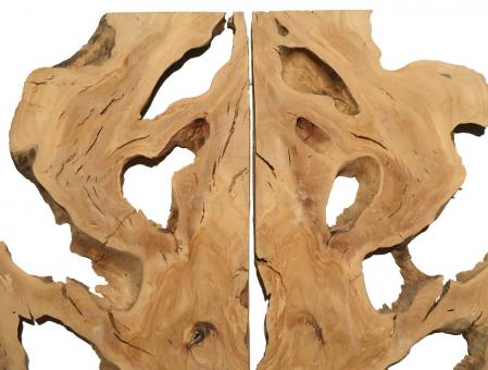 2x Oliven Wurzelholz Olivenbaum Holz f Epoxid 59x14-30cm x 22-25mm #R3 