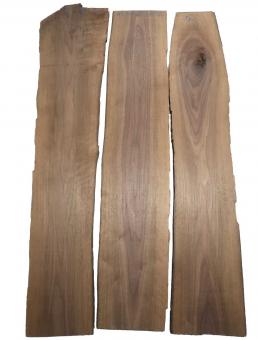 3x Nussbaum Holz für Kleinteile Leisten 97x13-24cm x 18mm #F3 