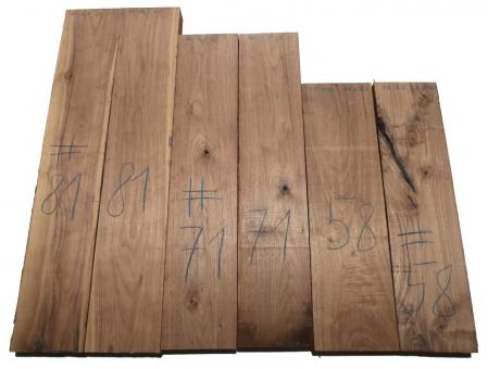 2x Nussbaum Holz Walnuss 58x14-16cm x 47-49mm #58 
