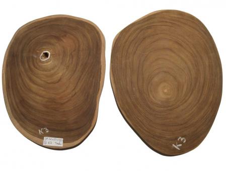 2x Teak wilde Baumscheibe Teakholz 28-30x23cm x 20mm #K3 