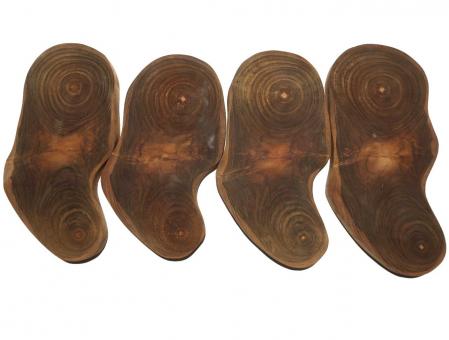 4x Teak wilde Baumscheibe Teakholz 30-34x15cm x 20mm #M2 