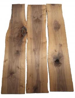 3x Nussbaum Holz Walnuss 103x16-24cm x 18mm #T1 