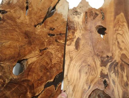 2x Oliven Wurzelholz Holz f Epoxid 40x20cm x 15-20mm #A4 