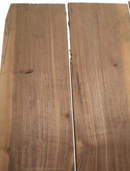 4x Nussbaumholz Brettchen Sägefurnier 73x24-27cm x 8-9mm #P2 
