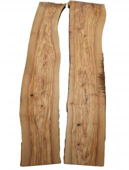 2x Olivenholz Brett Olivenbaum 85x13-21cm x 22mm 