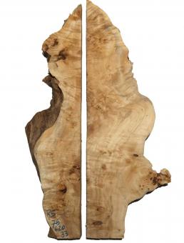 2x Pappel Maser Wurzelholz 76x6-20cm x 33mm #R5 