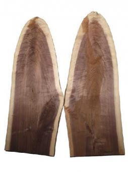 2x Nussbaumholz Bretter Riegel Curly Nussholz 106x18/38cm 23mm 