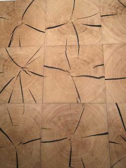 1x Eichen Hirnholz Baumscheibe hell 30x30cm x 20mm B-Ware 