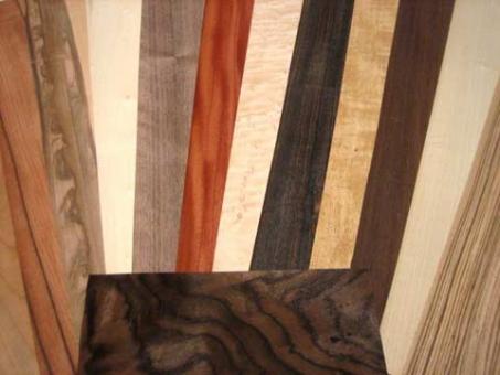 Furnier Mix 5 Holzarten Zebrano,Tineo, Mahagoni, Nuß, Kirschbaum 