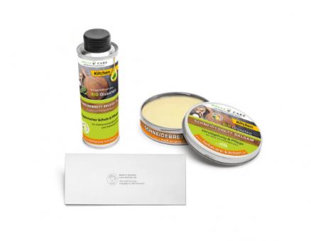 BIO Holzpflege für Schneidebretter| Geschenk-Set |Öl | Wachs 